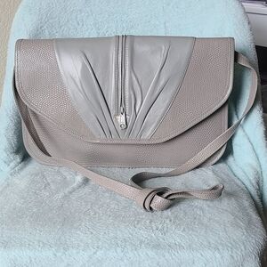 Vintage Gray Leather Crossbody Bag